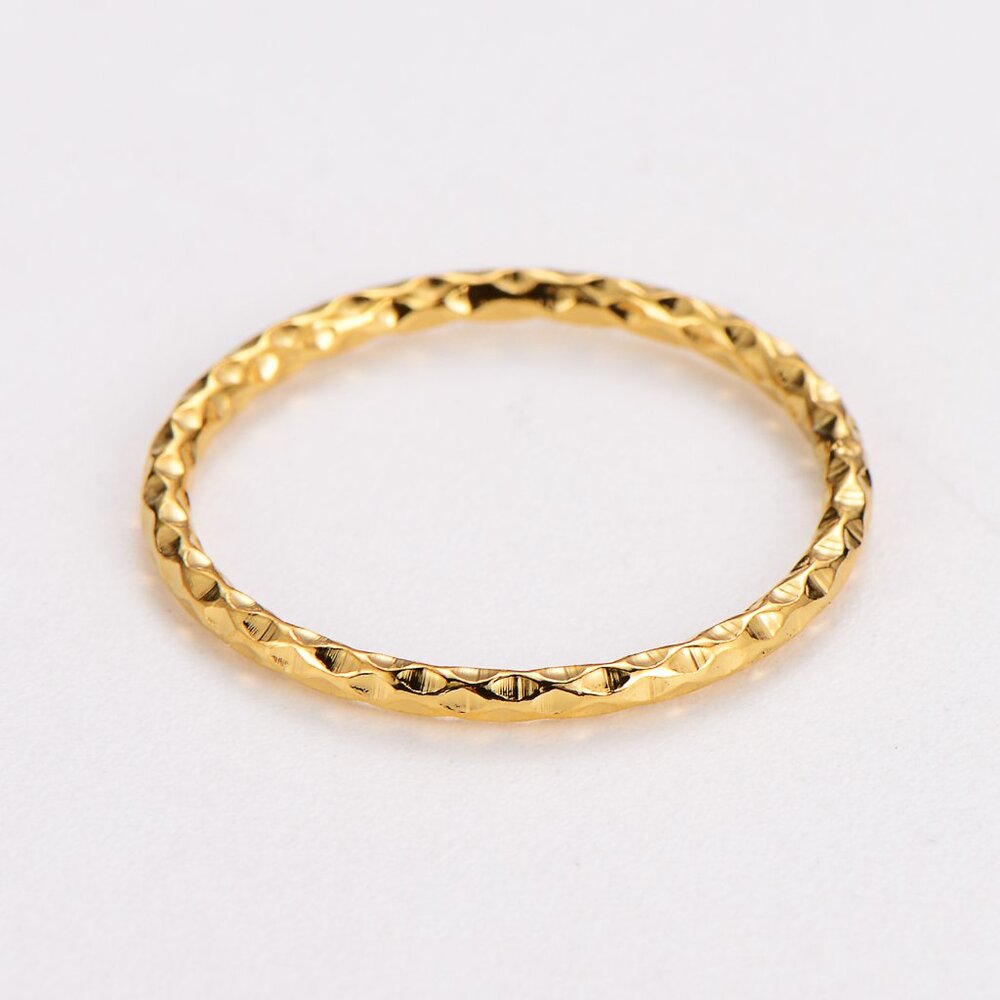 3/$35 18K Gold Plated Textured Hammered Stacking Minimalist Band Ring Jewelry